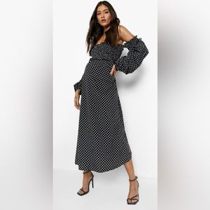 Maternity polka dot maxi dress.